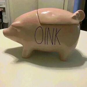 Rae Dunn Rare Pink Piggy Ceramic Canister Cookie Jar